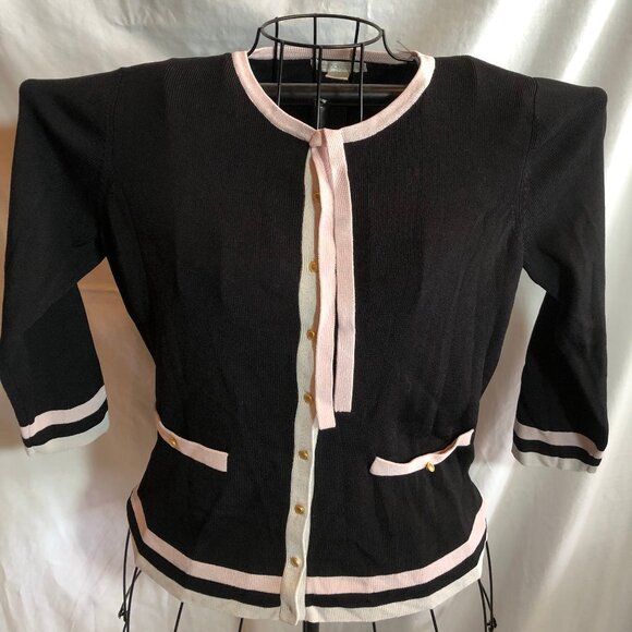 Petite Sophisticate Sweaters - Petite Sophisticate SMALL Black 3/4 Sleeve Sweater 19" Underarm to Underarm